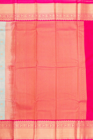 OLIVE GREEN & PINK - KANCHIPURAM KORVAI SEMI SILK SAREE