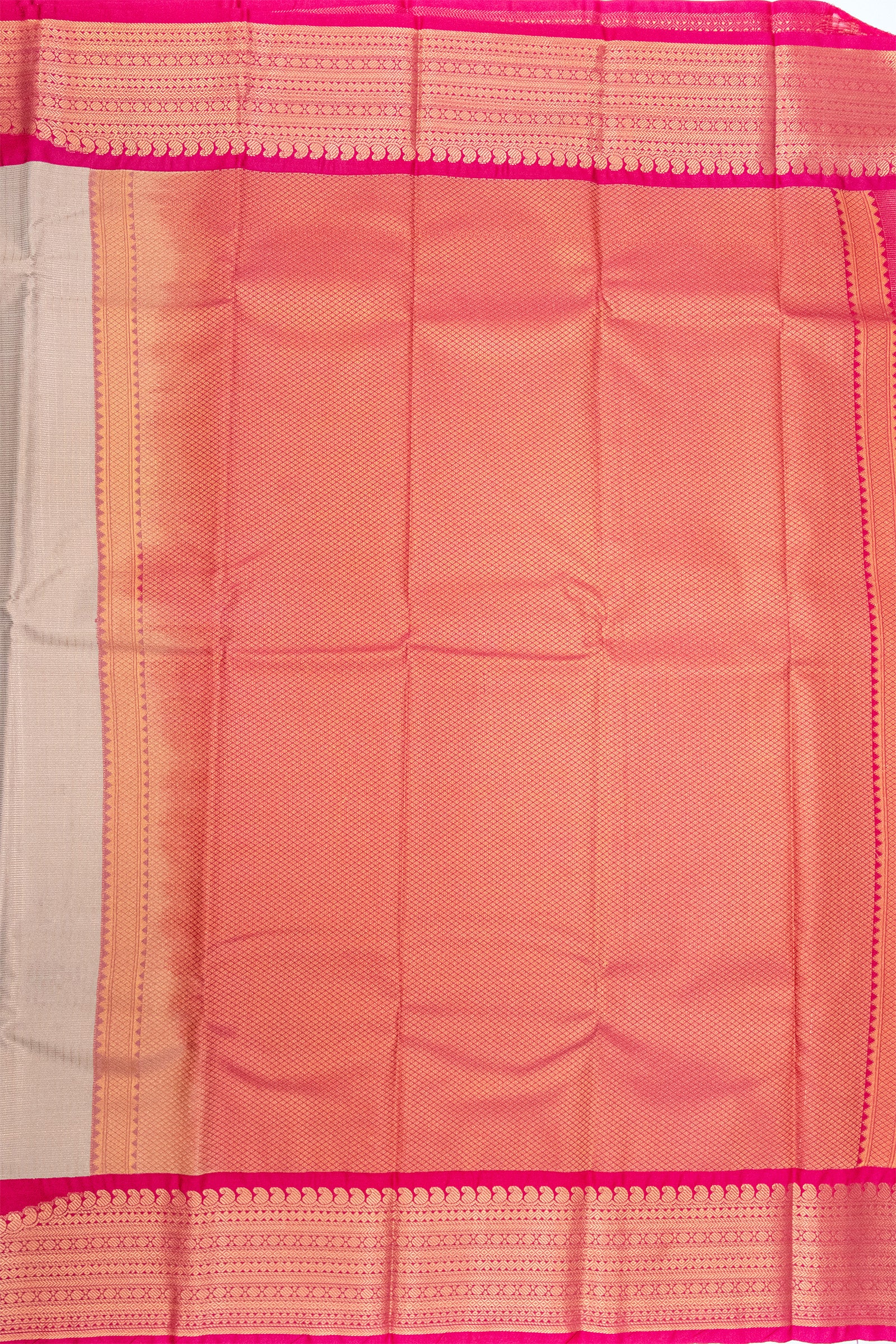 CREAM & PINK - KANCHIPURAM KORVAI SEMI SILK SAREE