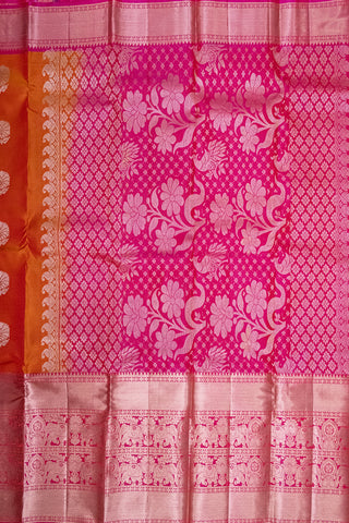 ORANGE & PINK - DHARMAVARAM HANDLOOM HALF PURE SILK SAREE