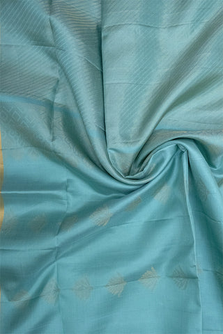 TEAL BLUE & GOLD - KANCHIPURAM HANDLOOM PURE SILK SAREE - SOFT & LIGHT WEIGHT