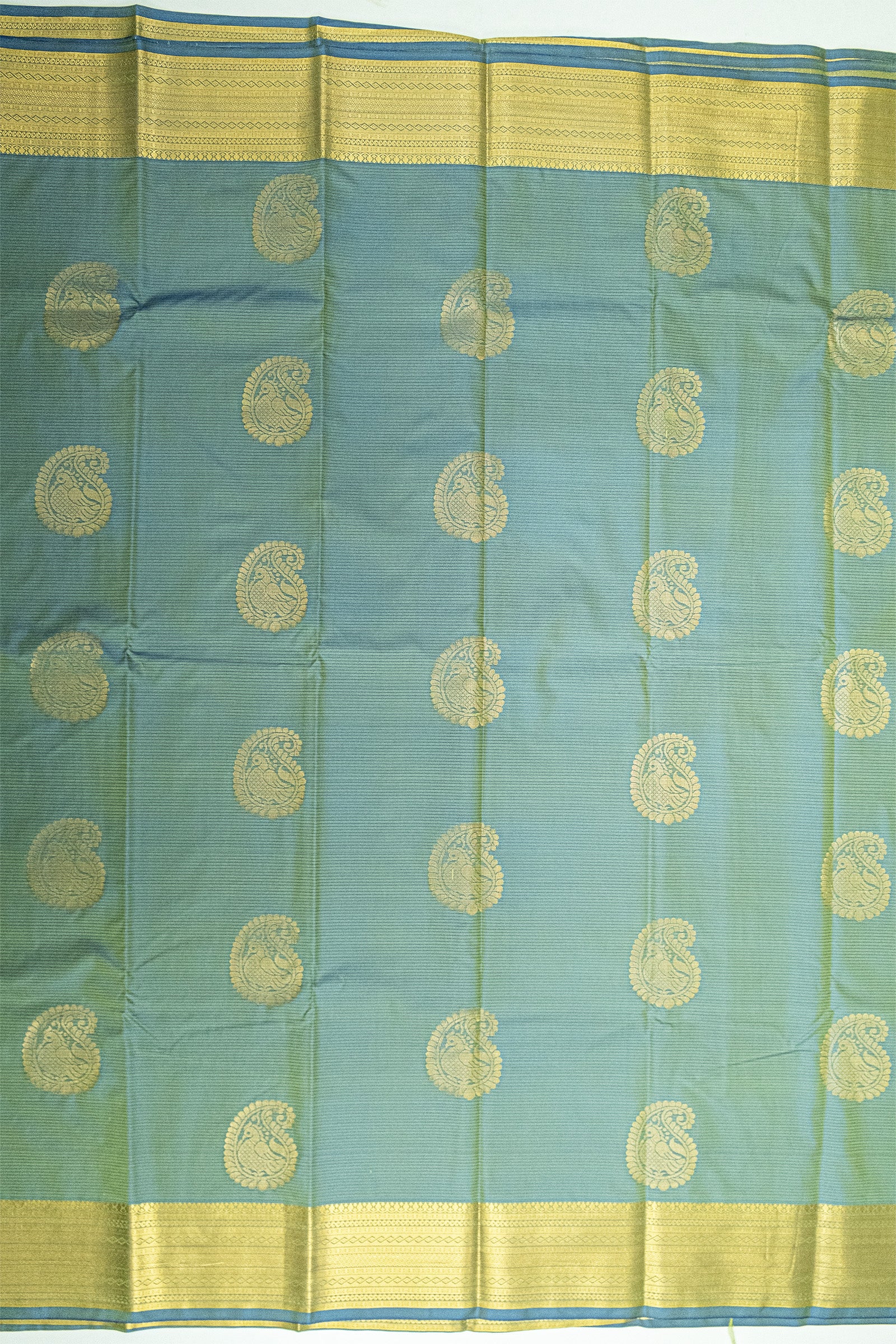 LIGHT GREEN & GOLD - KANCHIPURAM SOFT SILK SAREE