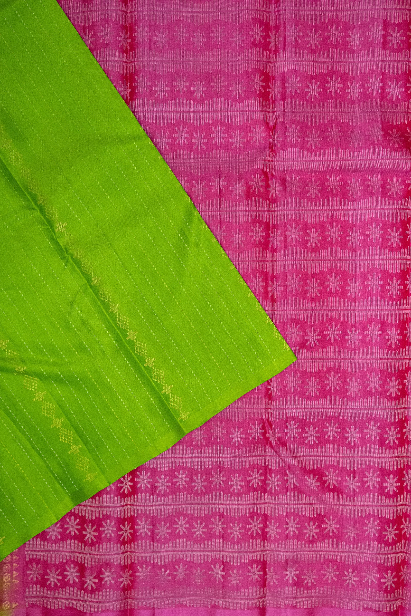 GREEN & PINK - KANCHIPURAM HANDLOOM PURE SILK SAREE