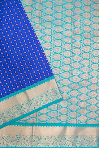 ROYAL BLUE & TEAL GREEN - KANCHIPURAM KORVAI SEMI SILK SAREE