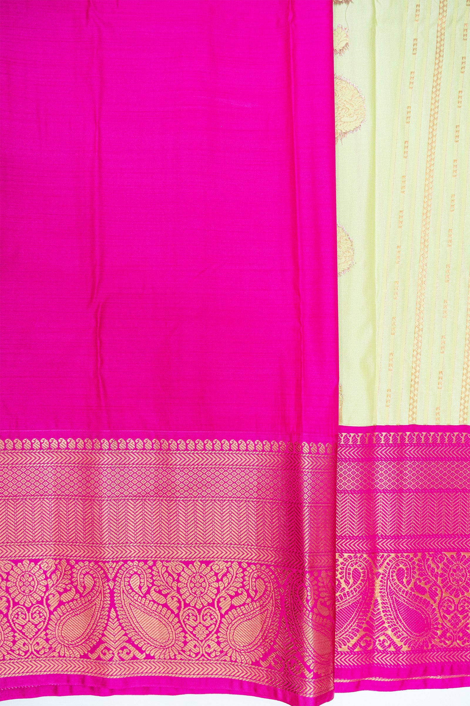 OLIVINE & RED VIOLET - SEMI KANCHIPURAM SILK SAREE