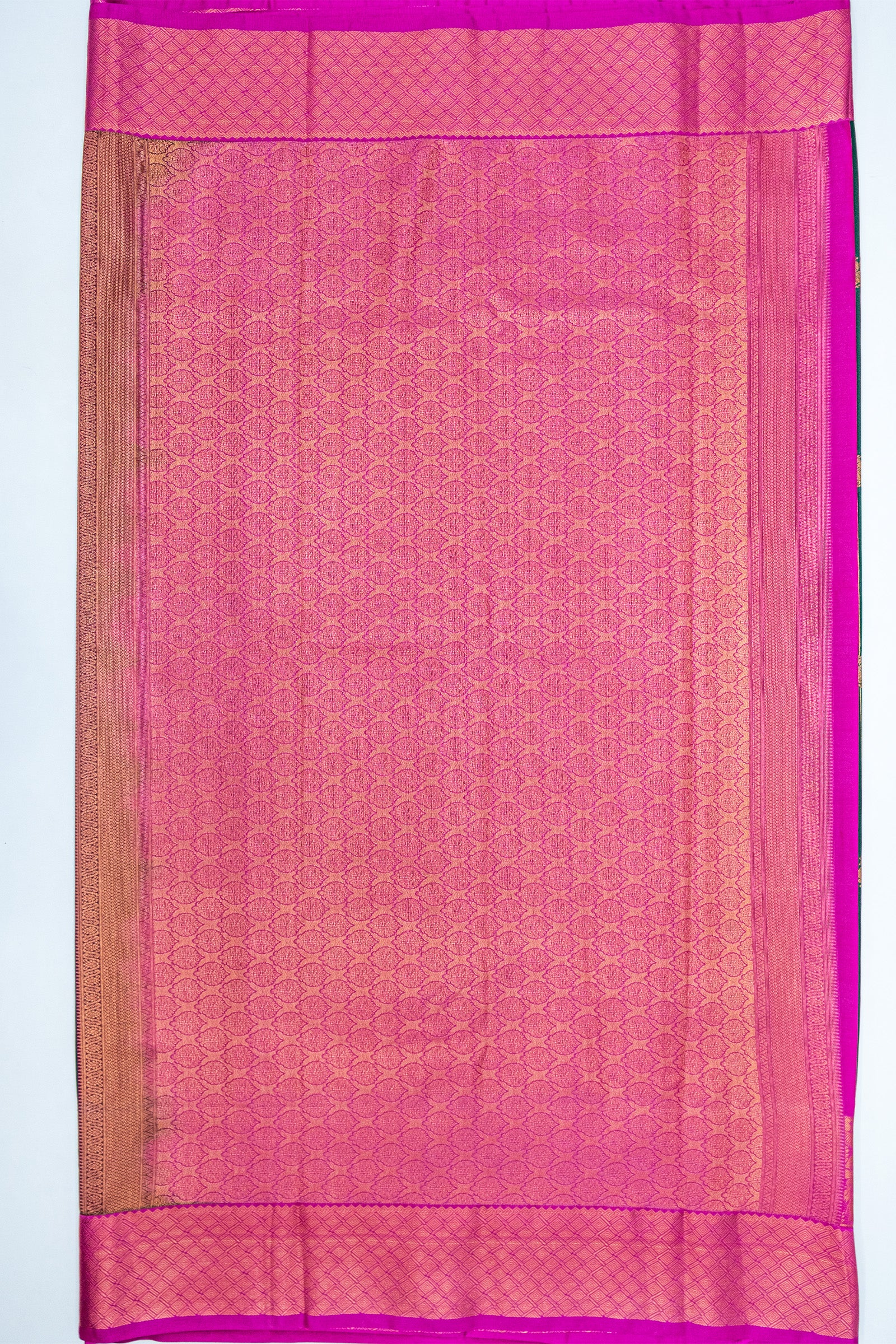 DARK SLATE GREY & PINK - SEMI KANCHIPURAM SILK SAREE