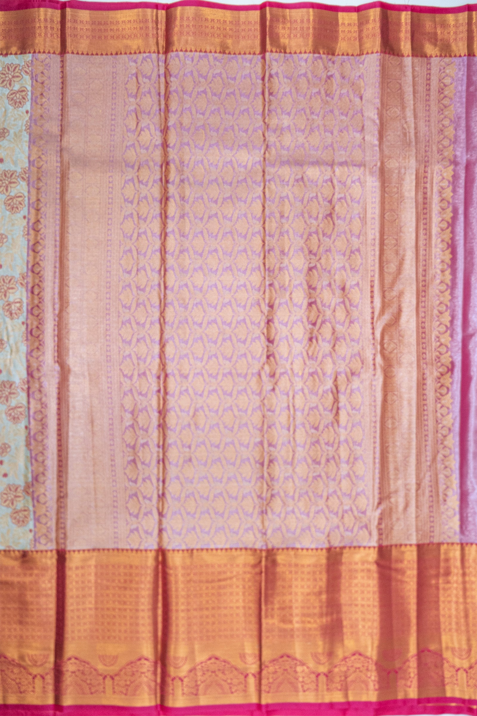 PALE SILVER & PINK - DHARMAVARAM BROCADE SILVER TISSUE SILK SAREE