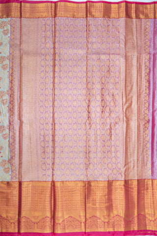 PALE SILVER & PINK - DHARMAVARAM BROCADE SILVER TISSUE SILK SAREE