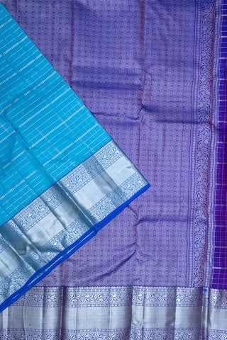 PURPLE & SKY BLUE - DHARMAVARAM HANDLOOM PURE SILK SAREE