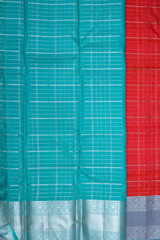 RED & SKY BLUE - DHARMAVARAM HANDLOOM PURE SILK SAREE