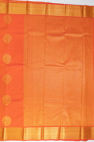 CARROT ORANGE & GOLD - KANCHIPURAM SOFT SILK SAREE