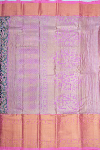 GREY & PINK - DHARMAVARAM BROCADE SILVER TISSUE SILK SAREE