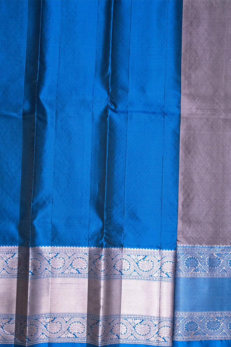 MID NIGHT BLUEE & GREY - DHARMAVARAM HANDLOOM PURE SILK SAREE