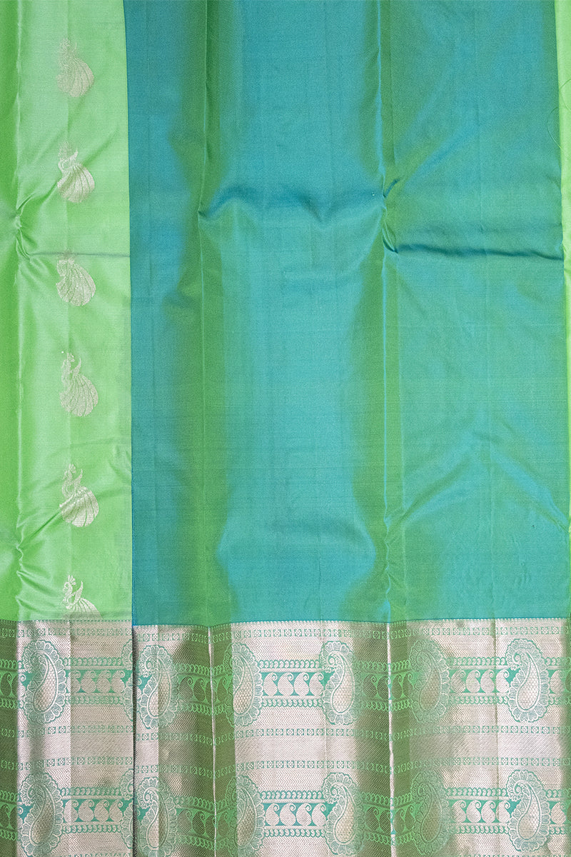 SKY BLUE & LIGHT GREEN - DHARMAVARAM HANDLOOM PURE SILK SAREE