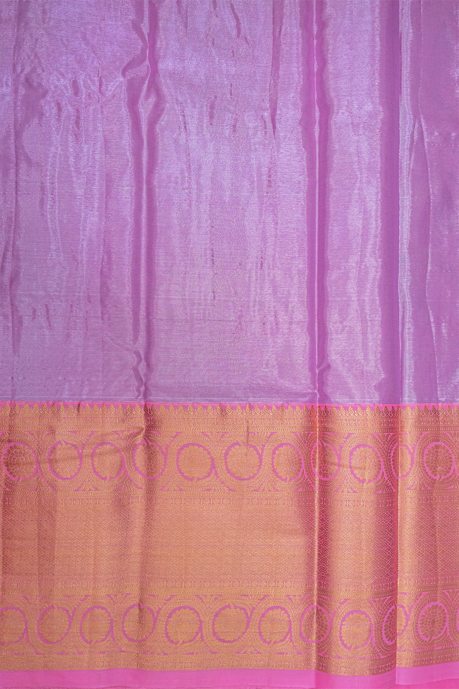 GREY & PINK - DHARMAVARAM BROCADE SILVER TISSUE SILK SAREE