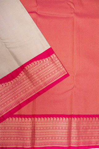 CREAM & PINK - KANCHIPURAM KORVAI SEMI SILK SAREE