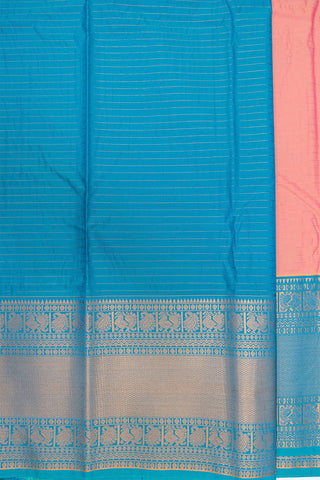 SALMON & BLUE - KANCHIPURAM KORVAI SEMI SILK SAREE