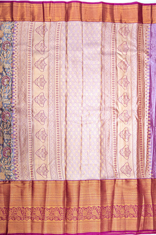 GREY & PINK - DHARMAVARAM BROCADE SILVER TISSUE SILK SAREE