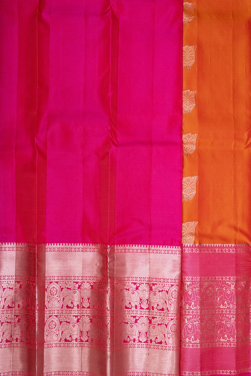 ORANGE & PINK - DHARMAVARAM HANDLOOM HALF PURE SILK SAREE