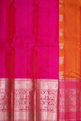 ORANGE & PINK - DHARMAVARAM HANDLOOM HALF PURE SILK SAREE