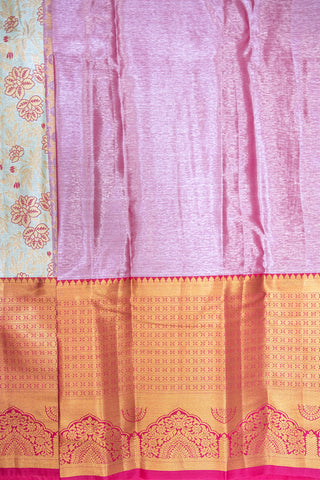 PALE SILVER & PINK - DHARMAVARAM BROCADE SILVER TISSUE SILK SAREE