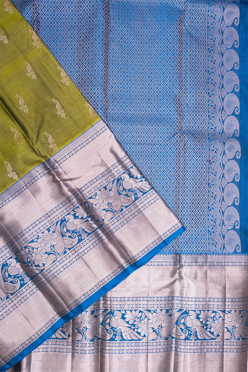 OLIVE & BLUE - DHARMAVARAM HANDLOOM PURE SILK SAREE