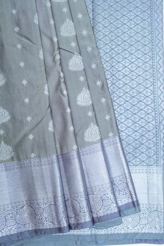 SLATE GREY & COOL GREY - SEMI KANCHIPURAM SILK SAREE