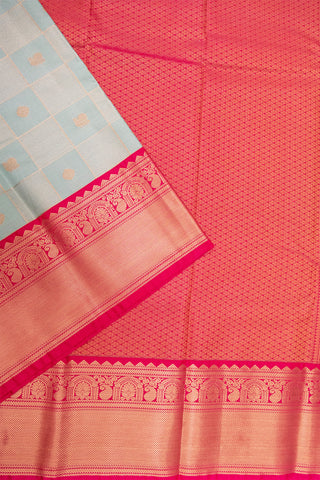 OLIVE GREEN & PINK - KANCHIPURAM KORVAI SEMI SILK SAREE