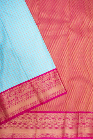 PINK & SKY BLUE - KANCHIPURAM KORVAI SEMI SILK SAREE