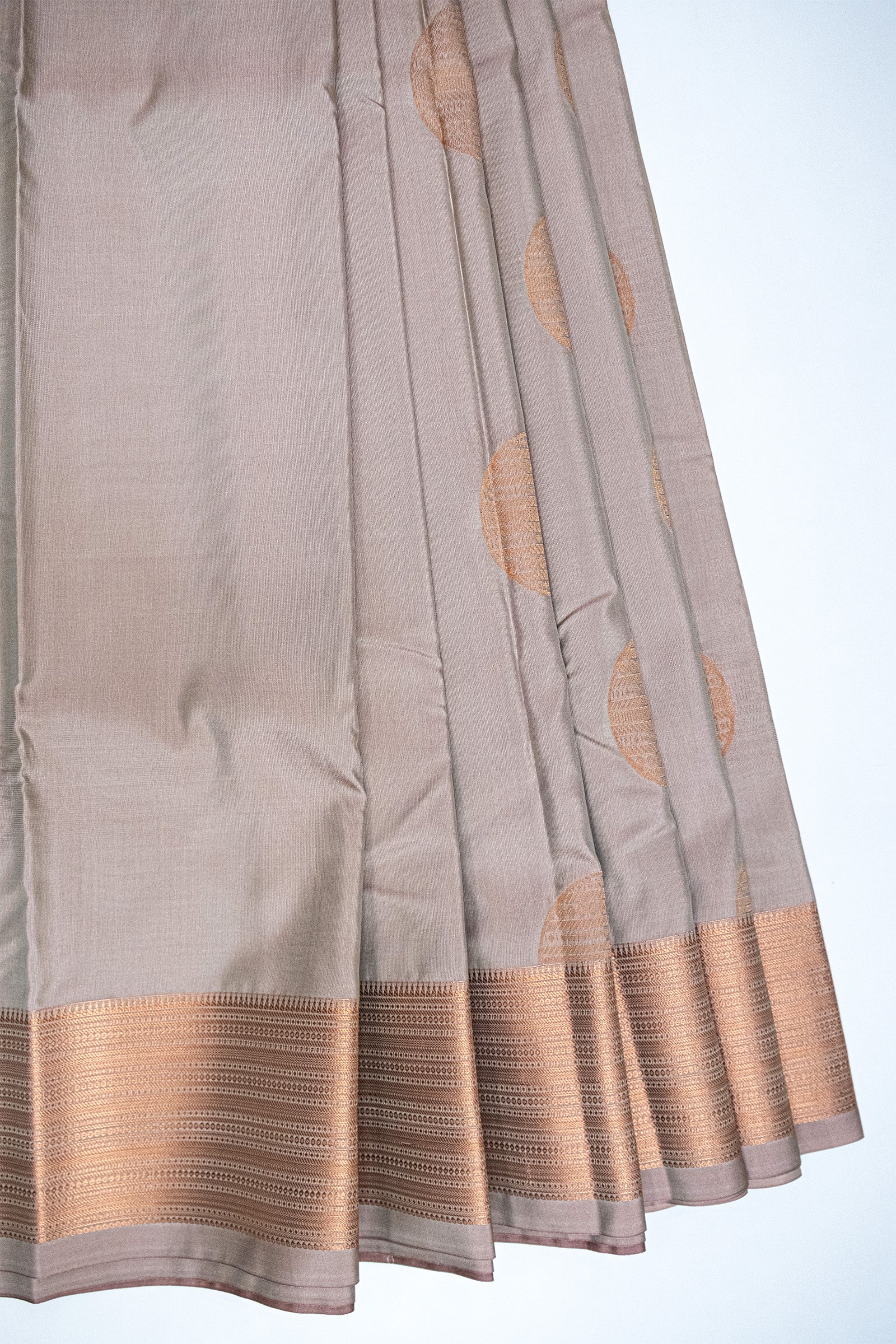 PALE SILVER & GOLD - KANCHIPURAM SOFT SILK SAREE