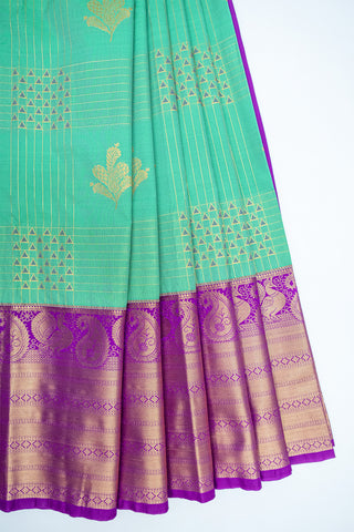 CGREEN & PURPLE - SEMI KANCHIPURAM SILK SAREE