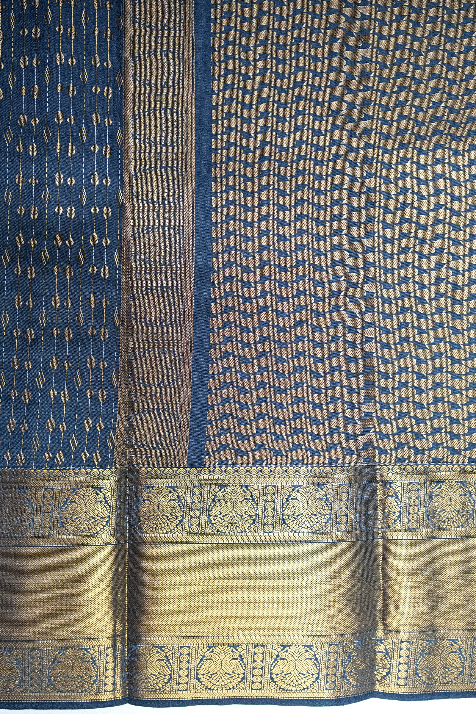 KANCHIPURAM SOFT SILK SAREE - SMALL STRIPES