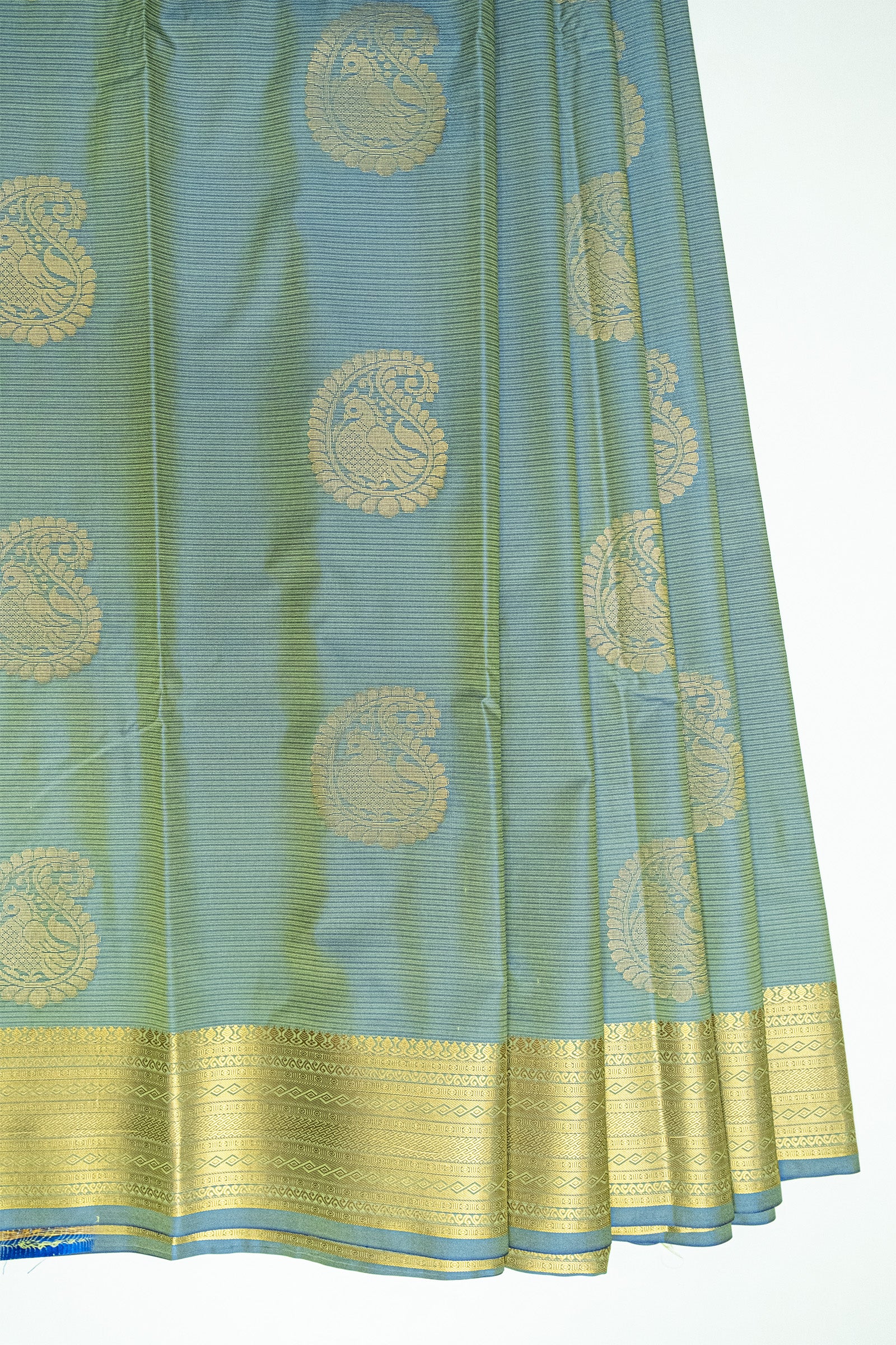 LIGHT GREEN & GOLD - KANCHIPURAM SOFT SILK SAREE