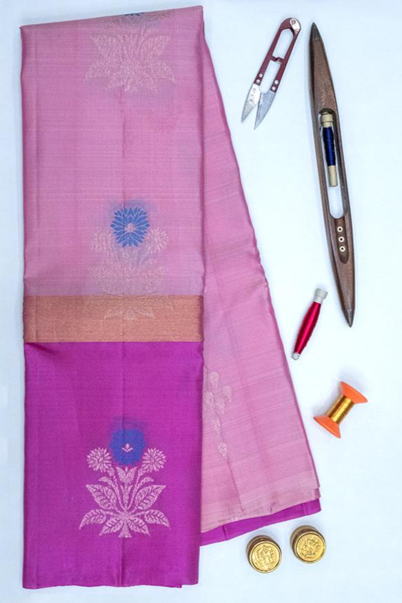 BABY PINK & PINK - KANCHIPURAM HANDLOOM PURE SILK SAREE