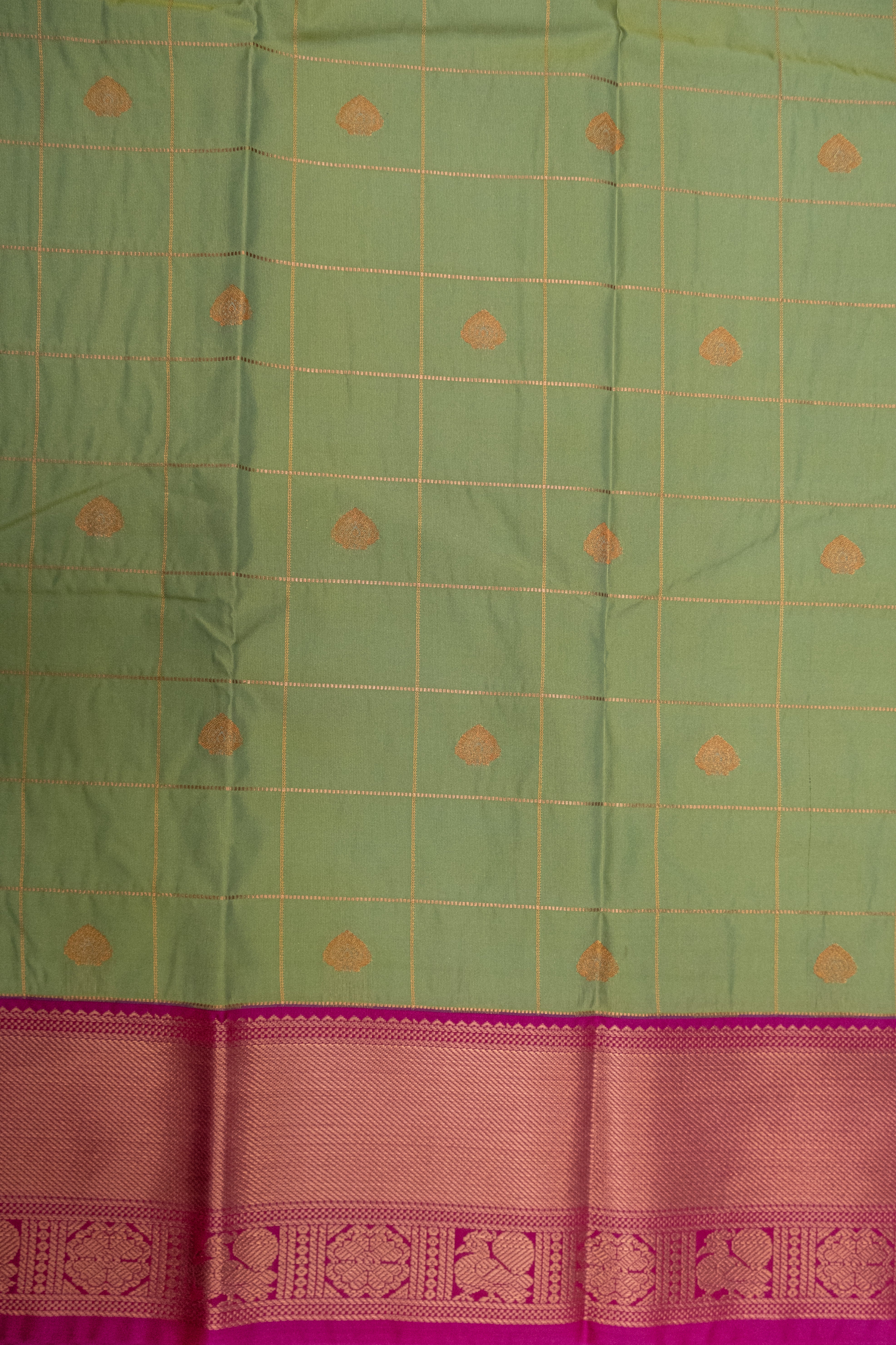 GREEN & PINK - KANCHIPURAM KORVAI SEMI SILK SAREE