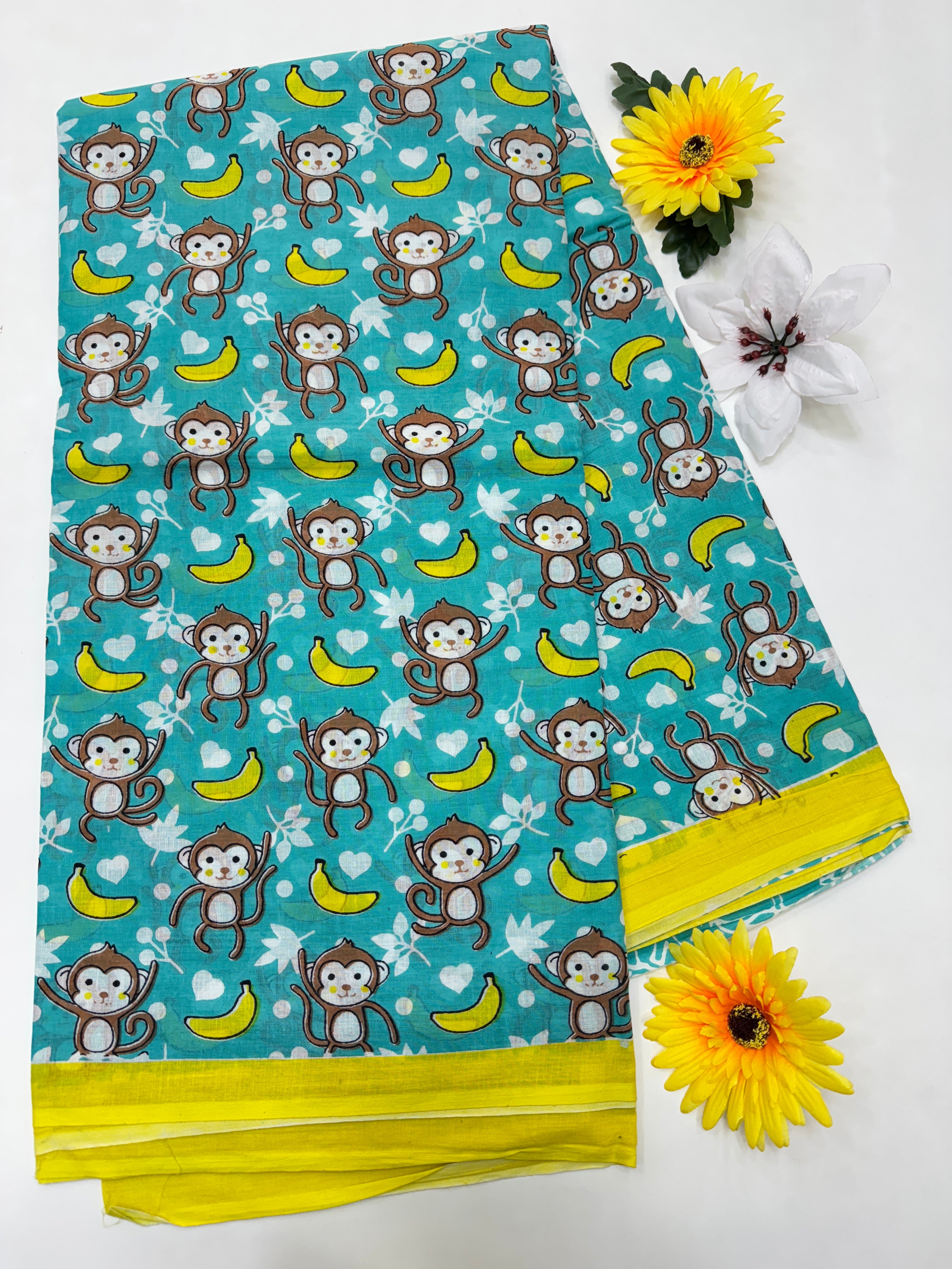 BAGRU MULMUL SOFT COTTON SAREE - MONKEY