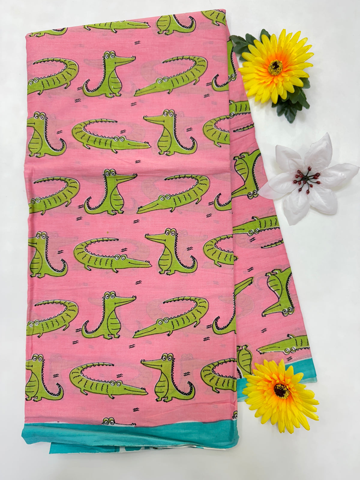 BAGRU MULMUL SOFT COTTON SAREE - CROCODILES