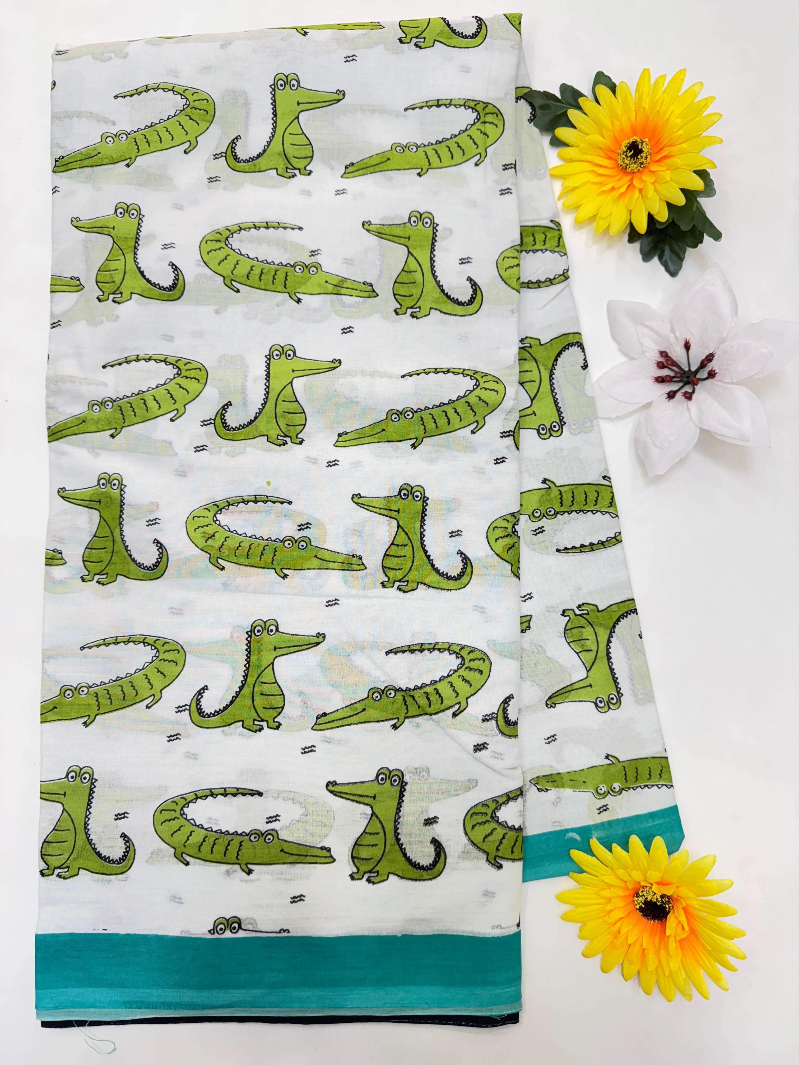 BAGRU MULMUL SOFT COTTON SAREE - CROCODILES