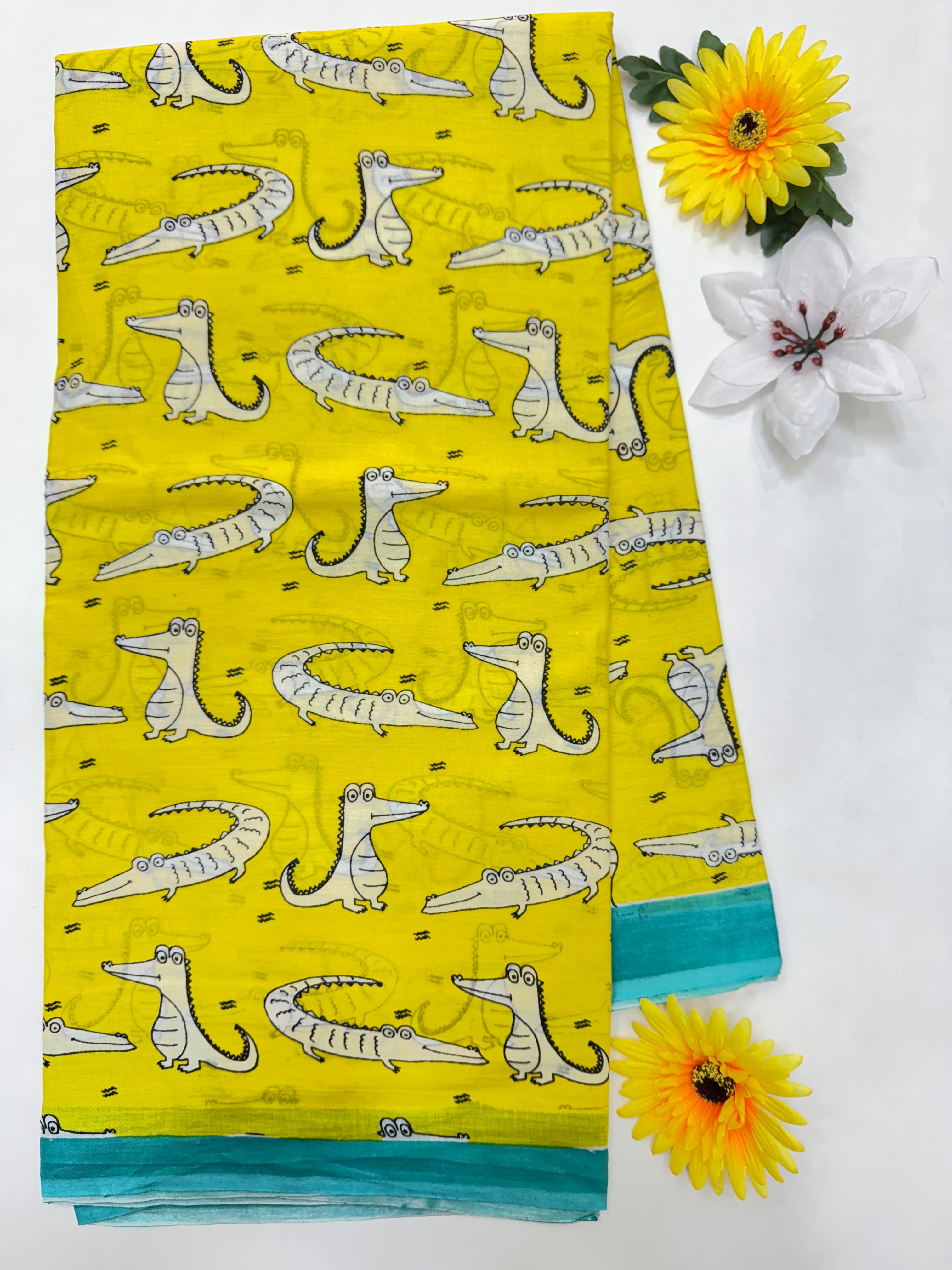 BAGRU MULMUL SOFT COTTON SAREE - CROCODILES