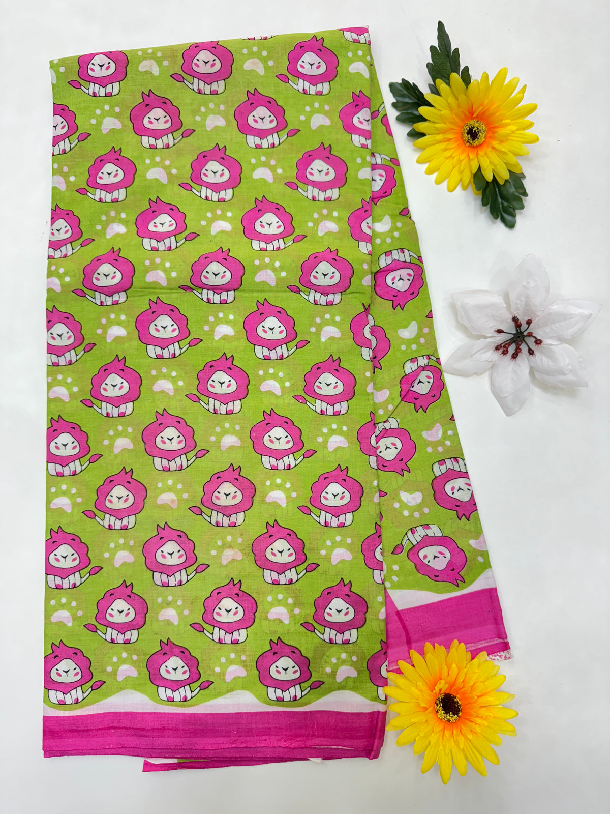 BAGRU MULMUL SOFT COTTON SAREE - LIONS